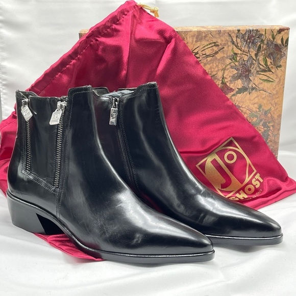 Jo GHOST Shoes - Jo GHOST Italian Handmade Black Calfskin Leather Ankle Boots Size 9 NIB